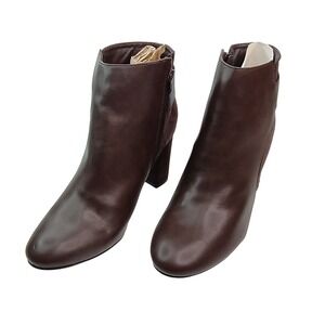 A New Day Jax Ankle Boots Brown Faux Leather Block Heel Womens 11W 00216726